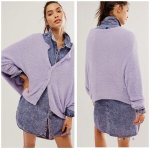 Free People NWT One Sela Cardi Lavender Field  SZ S Super Soft Crystal Buttons